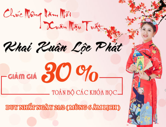 Khai lộc đầu xuân GIẢM GIÁ 30% toàn bộ các KHÓA HỌC NAIL