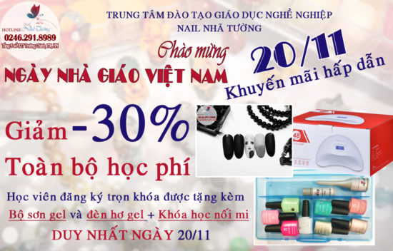 Khuyến mãi khóa học nail chào mừng 20 tháng 11 Khuyến mãi khóa học nail chào mừng 20 tháng 11