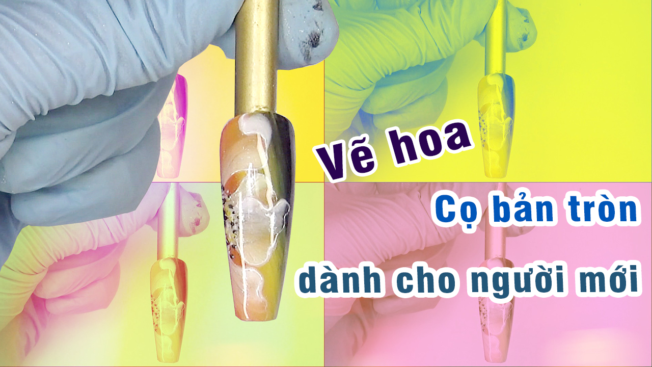 Vẽ cọ tròn gel cơ bản – thực hành vẽ hoa cọ tròn trên móng