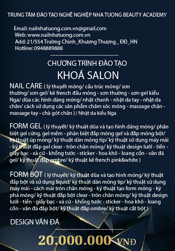 Các loại khóa học nail tại Nha Tuong Beauty Academy Các loại khóa học nail tại Nha Tuong Beauty Academy
